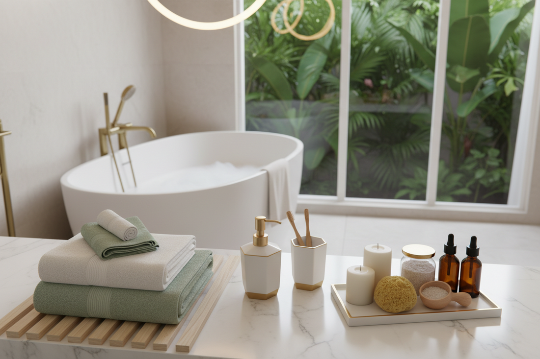 Complete Bathroom Comfort Systems Using Bathroom Accessories, Towels, and Bath & Body Accessories