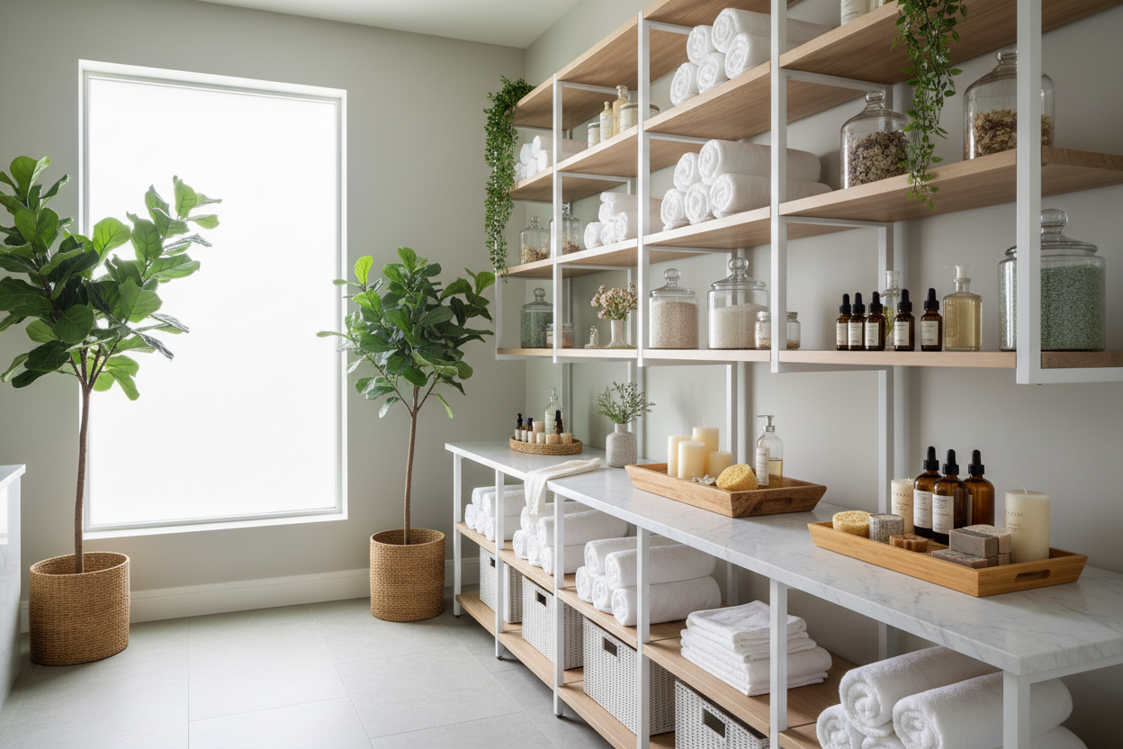 Complete Home Spa Organization Using Spa Storage Systems, Scrubs & Body Treatments, and Bathroom Accessories