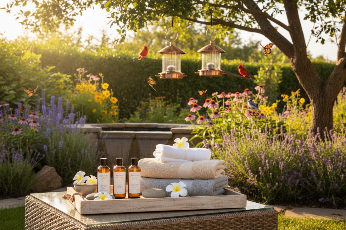 Outdoor Comfort and Skin Recovery System Using Sunscreens & Body Care, Backyard Birding & Wildlife, and Towels
