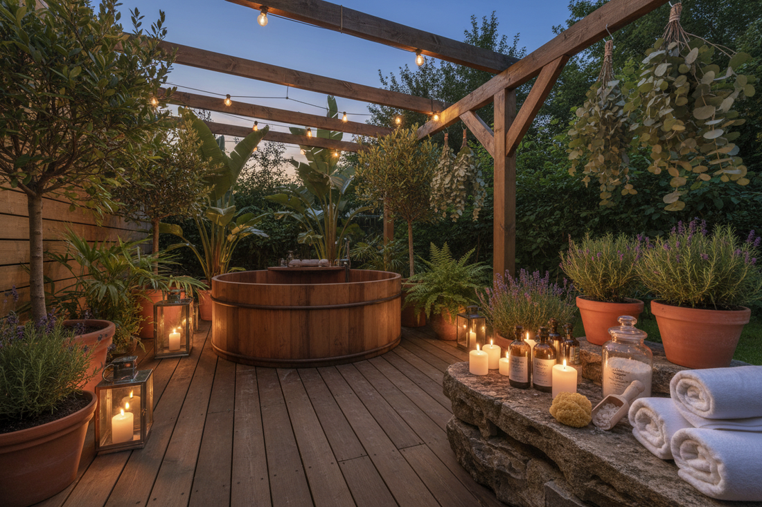 Outdoor Evening Wellness Spaces Using Outdoor Lighting, Body Care, and Bath & Body Accessories