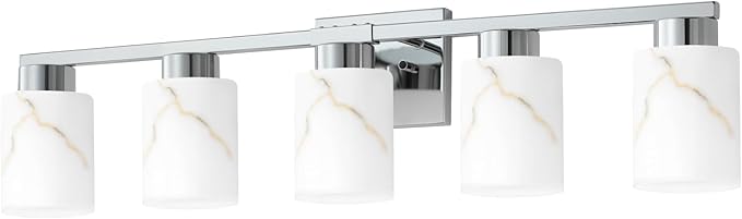 5-Light Bathroom Light Fixtures, Modern Vanity Lights, Chrome Metal Wall Lamp - Image 8