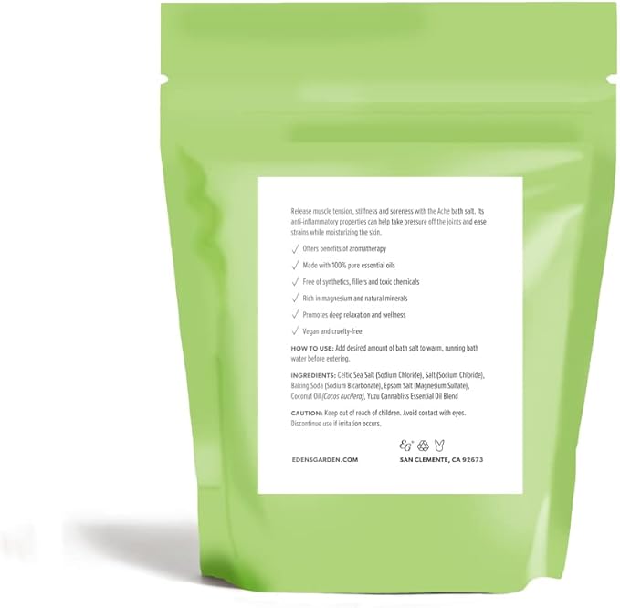 Edens Garden Ache Bath Salt Soak – Yuzu Cannabliss Blend - Image 2