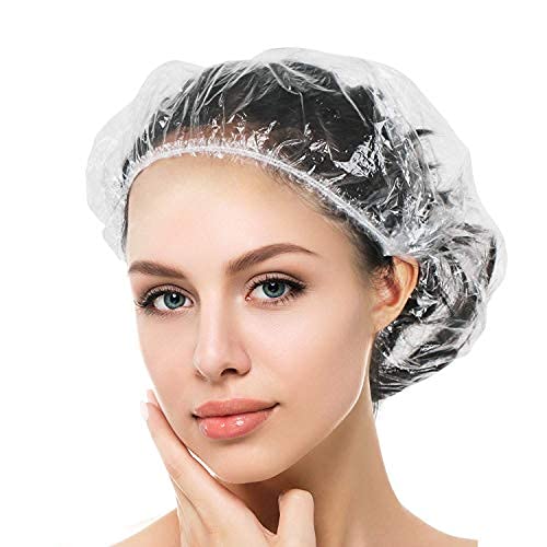 Auban 30PCS Disposable Shower Caps, Plastic Clear Hair Cap Large Thick by Auban