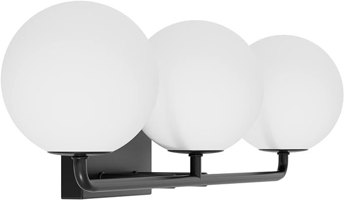 Tipace Mid Century Modern Bathroom Vanity Lights Fixtures 3-Light Black Milk - Image 3