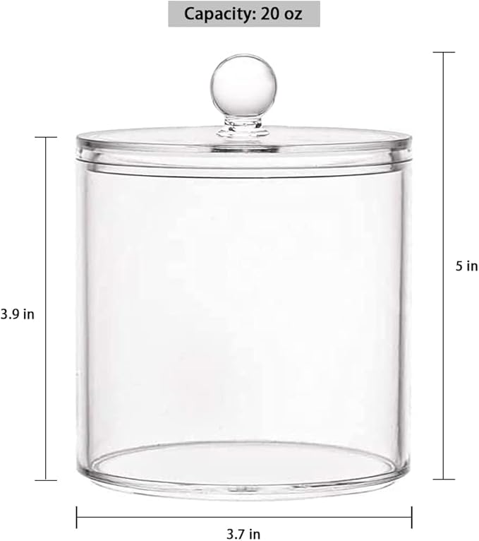 20-Ounce Qtip Holder Storage Canister Set of 2, Bathroom Makeup Organizer - Image 2
