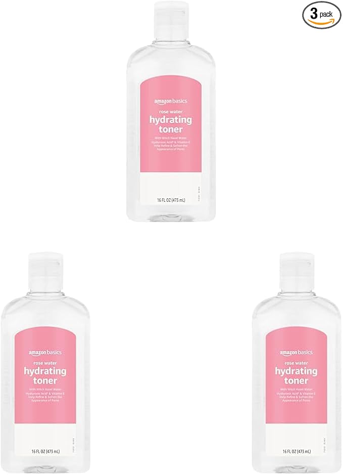 Amazon Basics Rose Water Hydrating Facial Toner, Alcohol Free, 16 fl oz by AmazonBasics