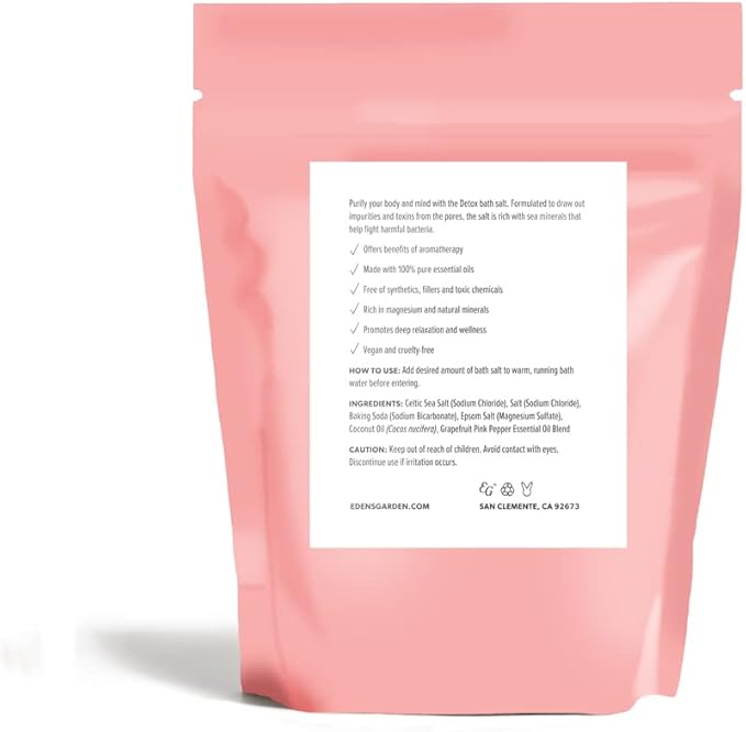 Edens Garden Natural Detox Bath Salt Soak – Grapefruit Pink Pepper Blend - Image 2