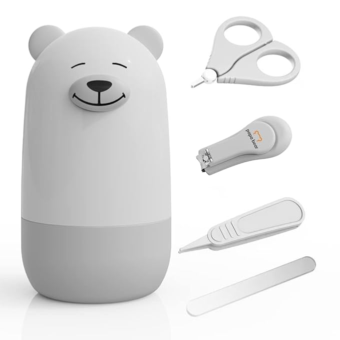 Baby Nail Clippers Set with Cute Case, Infant Fingernail and Toenail File Kit by papabear