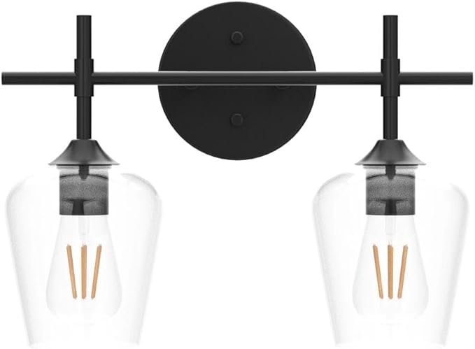Ralbay Vintage Black Bathroom Light Fixtures 2-Lights Industrial Matte Black - Image 4