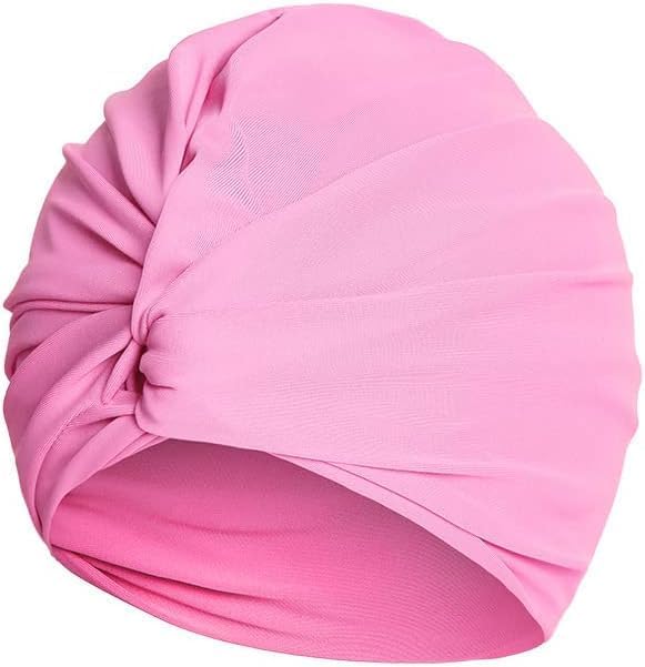 Pleated Fabric Swimming Cap Women Ladies Long Hair Swim Cap Ear Protecting - Image 2