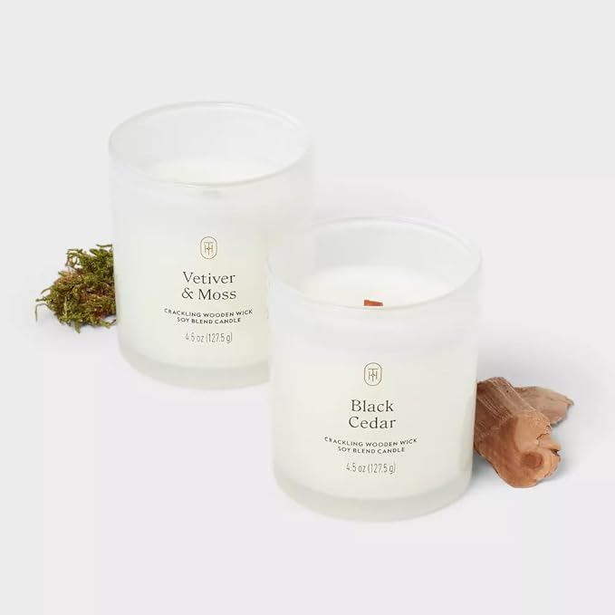 Threshold Vetiver and Moss and Black Cedar Scented Milky Glass Jar Candle - Image 3