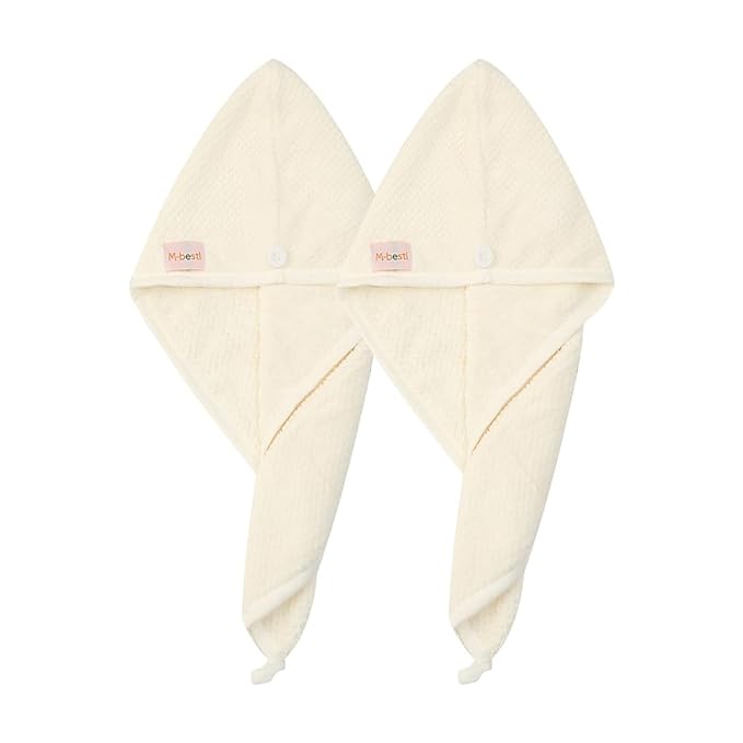 M-bestl 2 Pack Microfiber Hair Towel Wrap, Hair Drying Towel - Image 2