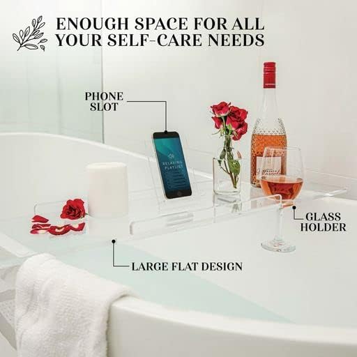 38" Supreme - Clear Acrylic Bathtub Tray Caddy Tub Shelf, Spa Board Luxury - Image 3