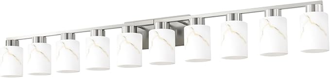 10-Light Bathroom Light Fixtures, Modern Vanity Lights, Brushed Nickel Metal - Image 9
