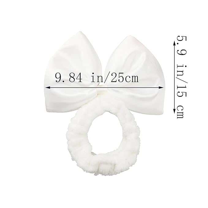 JIAHANG Large Bow Facial Spa Headband, Satin Bow Making Up Wash Hairband - Image 2