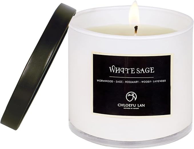 Chloefu LAN White Sage Candle for House Energy Cleansing and Chakra by ChloefuLANScentedCandles