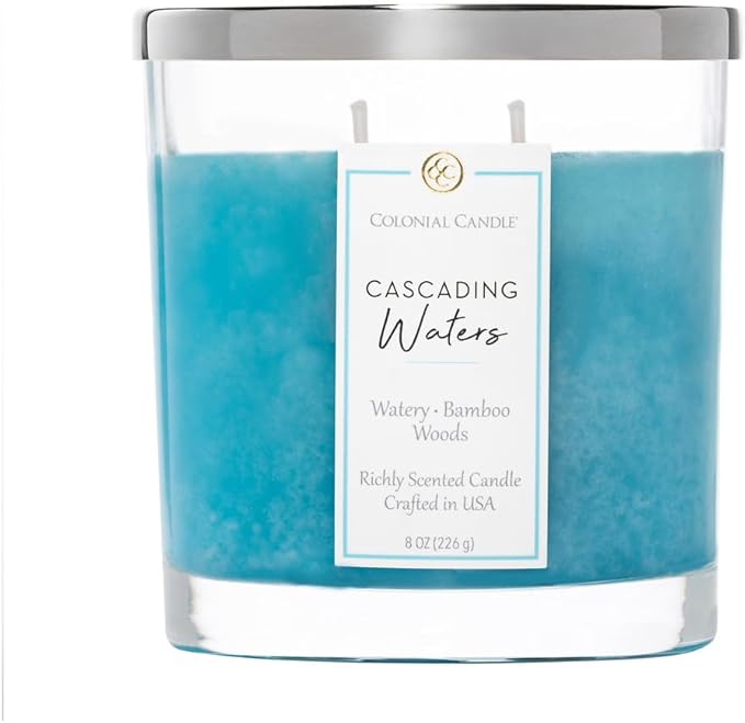 Colonial Candle Cascading Waters Scented Candle Jar, Highly Fragranced Candles by ColonialCandle