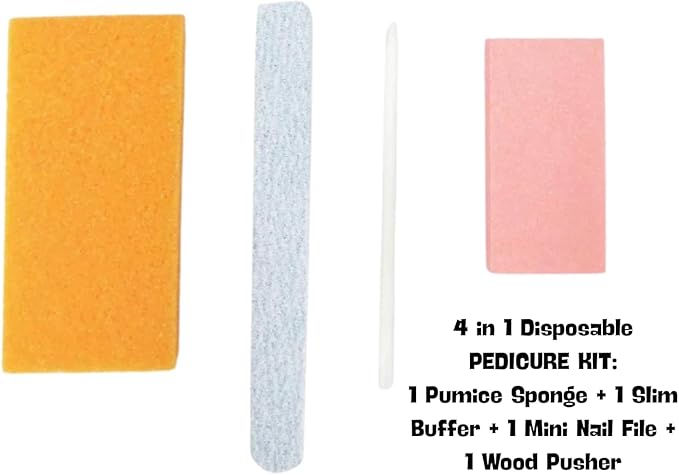 Disposable Nail Care Kit Set, 4-in-1 Pedicure Kit w/Pumice Sponge and 2-in-1 - Image 2