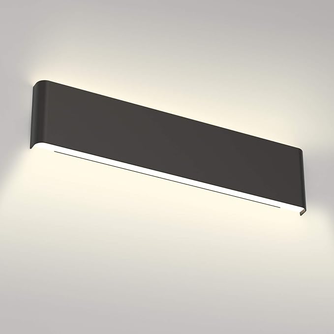 Aipsun 24in/20W LED Matte Black Modern Vanity Light Matte Black Wall Light Up by Aipsun