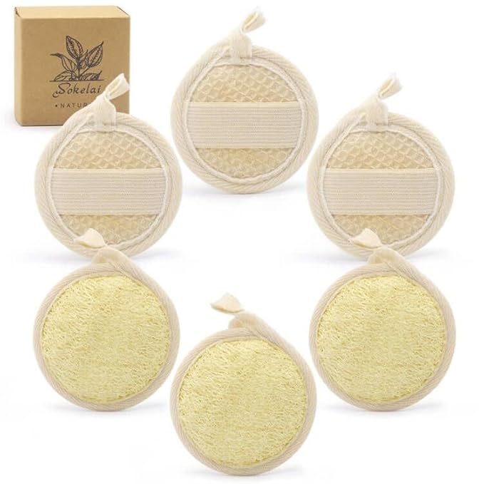 Exfoliating Loofah Sponge Pads Face loofa Brush 6 Pack 3.15 inches Made of 100% - Image 2