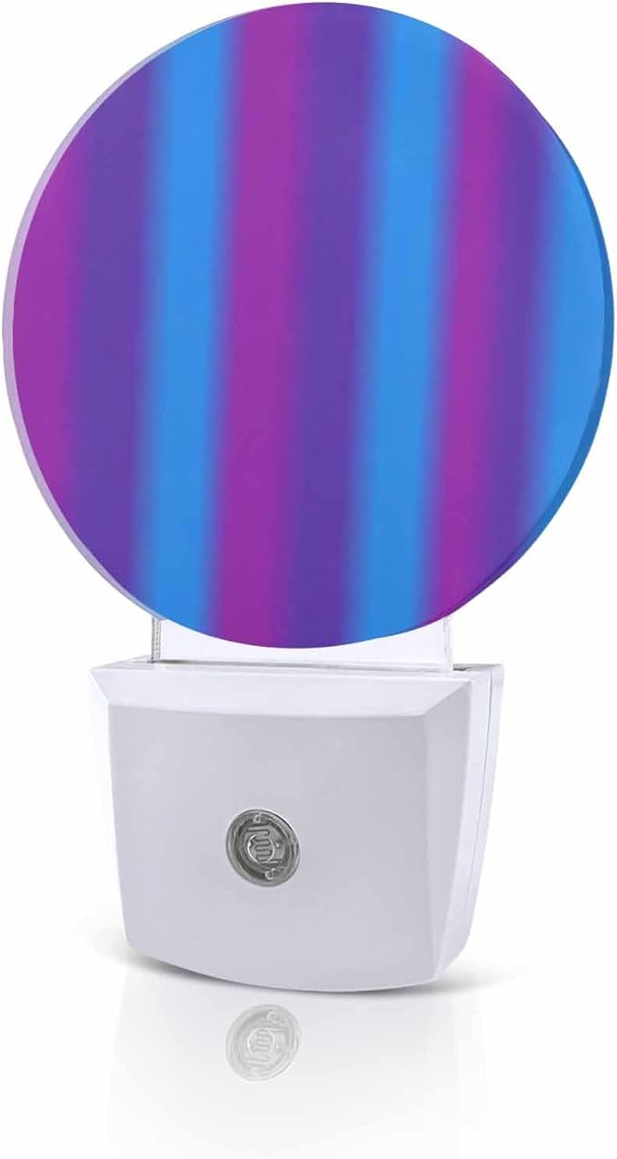Night Lights Auto Sensor Purple Blue Night Light Gradient Color Stripe Round by Home+L6