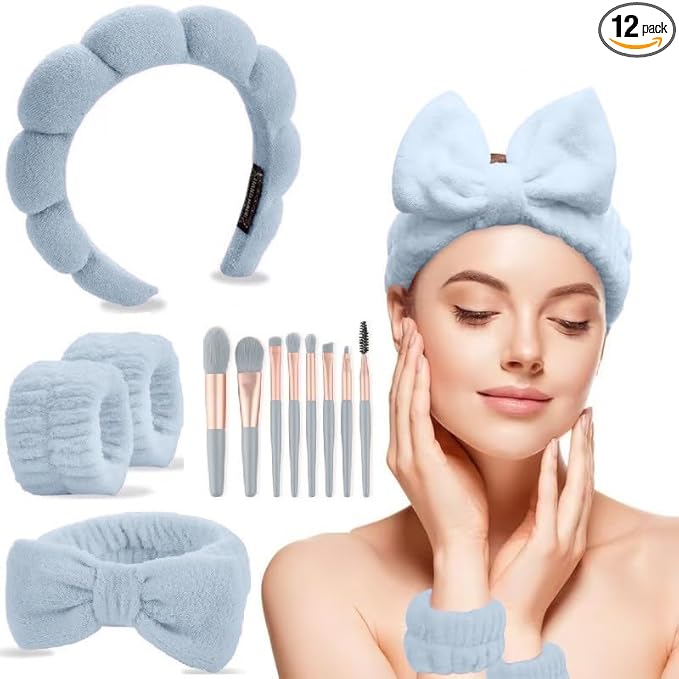CAZYTOYZ Sponge Spa Headbands for Women Wristband Set Puffy Makeup Brush by CAZYTOYZ