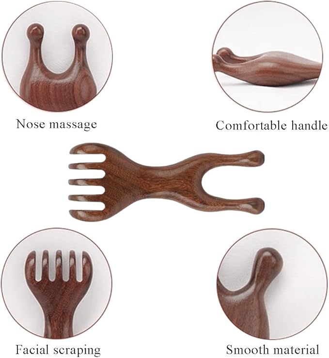 OULIGET Natural Wooden Nose Guasha Massage Tools Anti-Static, Eyes Facial Wood - Image 4