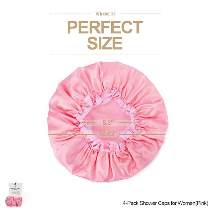 Shower Cap for Women Reusable Extra Large Shower Cap for Men Satin Double Layer - Image 5
