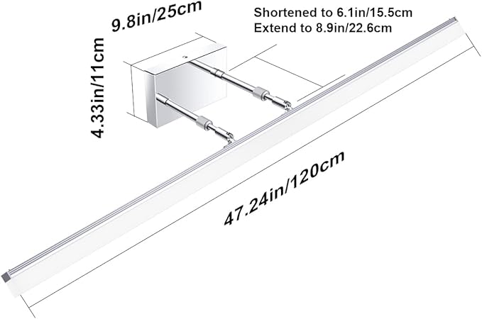 Aipsun 48 inch LED Vanity Lights Adjustable Bathroom Wall Light Fixtures - Image 5