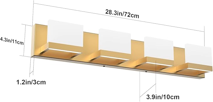 Tipace Gold Vanity Lights for Bathroom Modern LED 4 Lights Bathroom Vanity - Image 9