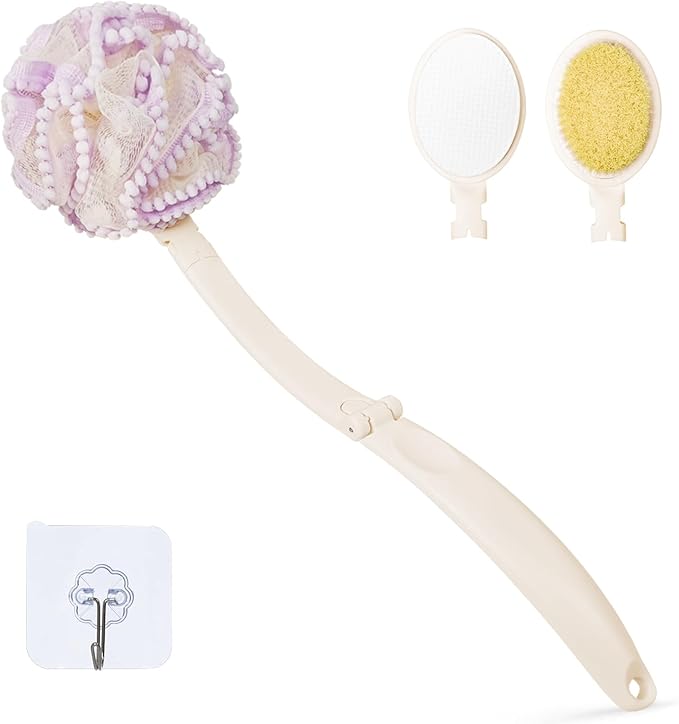 Loofah Sponge with Handle, Back Scrubber Brush by Topfinder