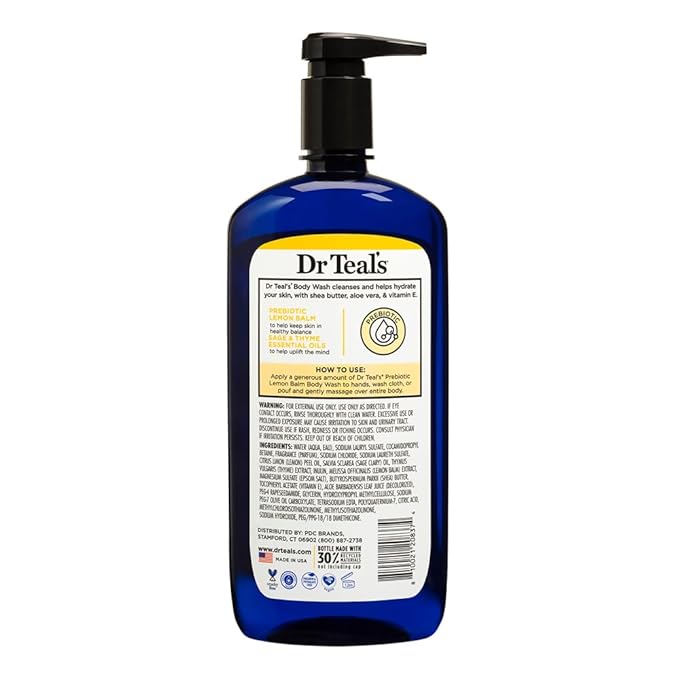 Dr Teal's Body Wash with Prebiotic Lemon Balm, Sage & Thyme Essential Oils - Image 3