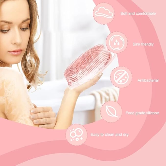 Soft Silicone Body Scrubber 2 PCS Silicone Body Shower, Silicone Loofah 2 in 1 - Image 4