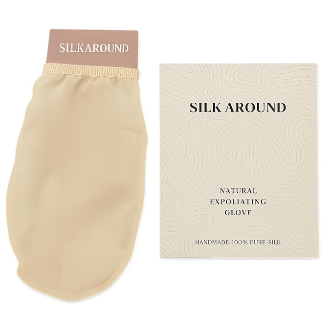 SILK AROUND Pure Silk Exfoliating Mitt Gloves - Image 3
