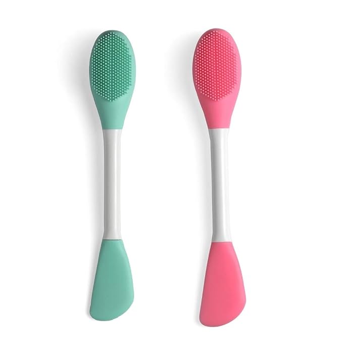 Silicone Brushes, Double-Ended Silicone Face Mask Brush, Facial Cleansing Brush by LASSKY