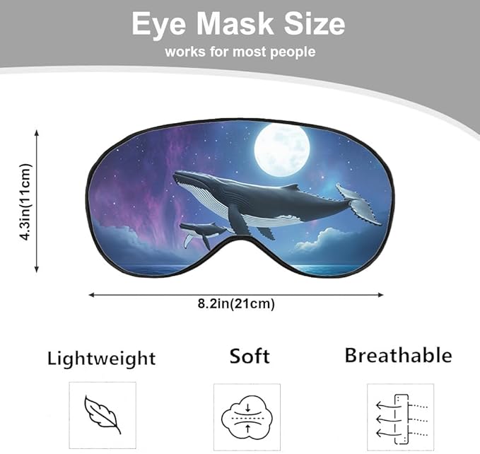 Flying Whale Sleep Eye Mask Eye Cover Fish Family Shimmering Sea Surface Starry - Image 2