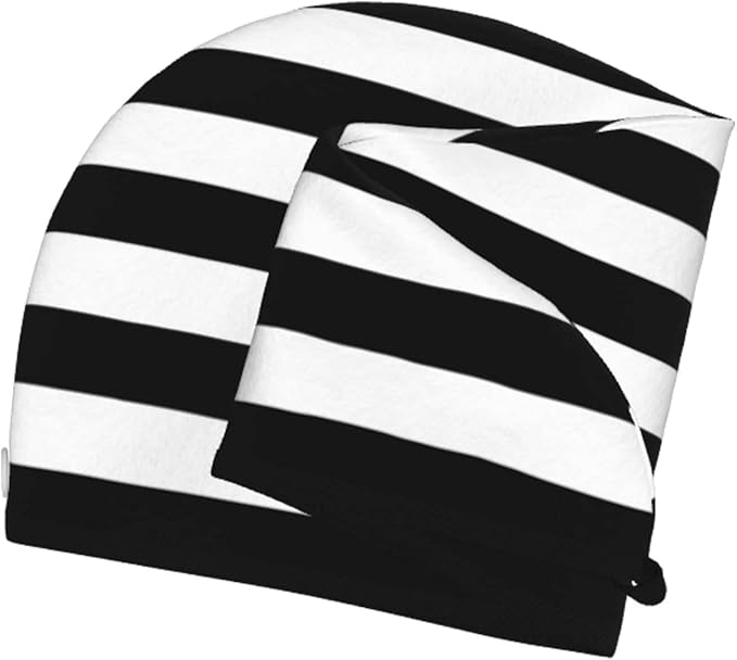 Black and White Stripe Hair Towel Wrap Microfiber Fast Drying Hair Turban - Image 7