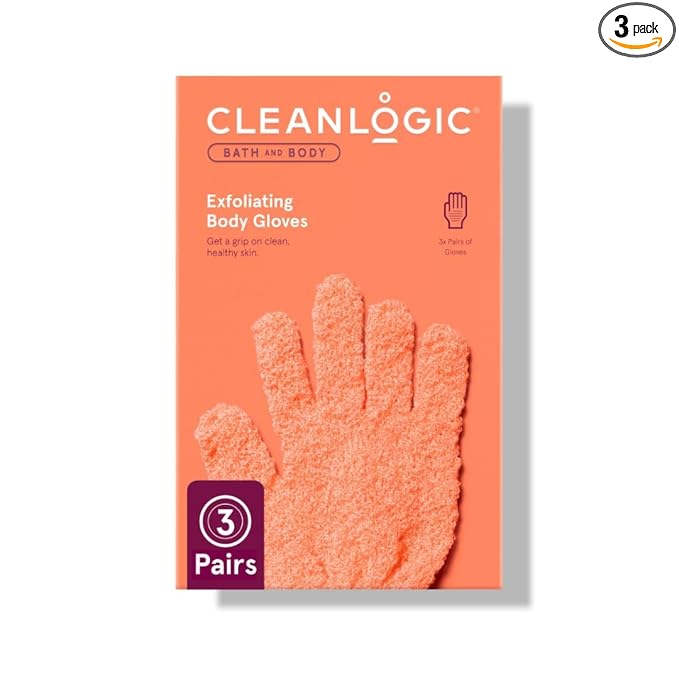 Cleanlogic Bath & Body Exfoliating Glove, Stretchy Bath & Shower Gloves by Cleanlogic