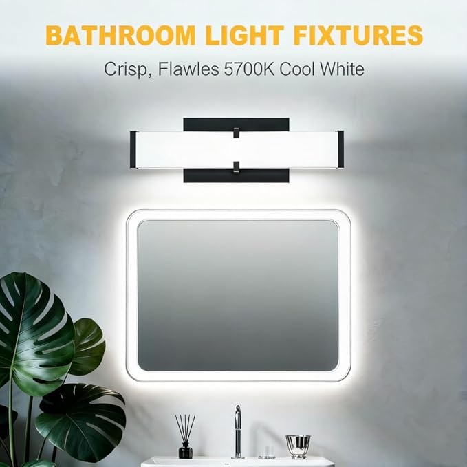 16 Inch LED Bathroom Lighting Fixtures Over Mirror, Modern Black Vanity Lights - Image 6