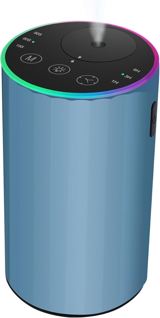 Waterless Essential Oil Diffuser, 7 Colors LED Light, Battery Powered Mini by konchile