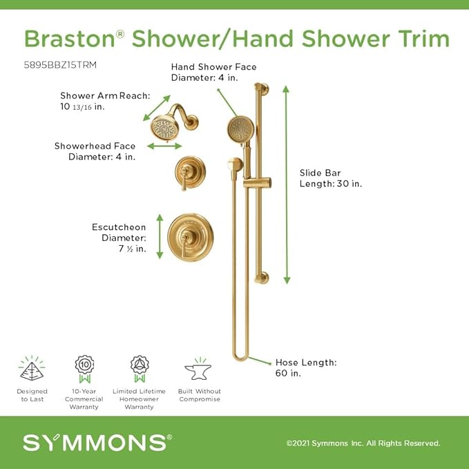 Symmons Braston HydroMersion Double Handle Shower Trim Kit - Image 3