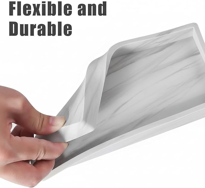 2PCS 7.87” L x 3.93” W Silicone Soap Dispenser Trays, Bathroom Sink Vanity Tray - Image 2