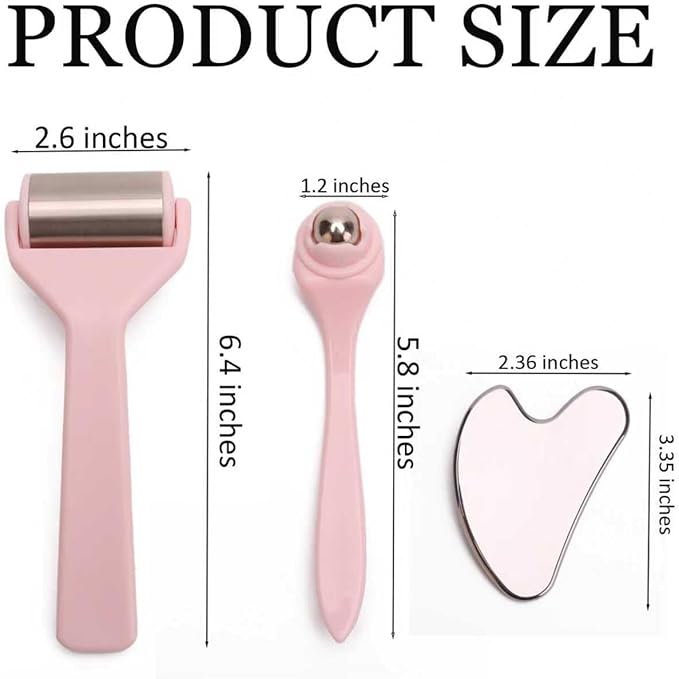 Ice Roller for Face&Eyes with Gua Sha Facial Tool, 3-Pcs Stainless Steel Facial - Image 6