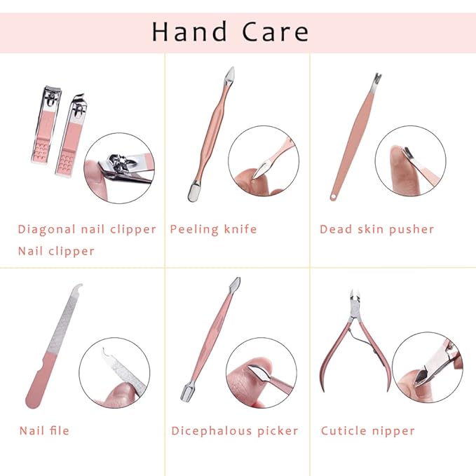 Pink Manicure Set Beauty Tool Portable 12 in 1 - Image 3