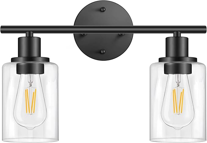 FOLKSMATE Bathroom Light Fixtures, 2 Light Matte Black Vanity Light, Vintage - Image 9