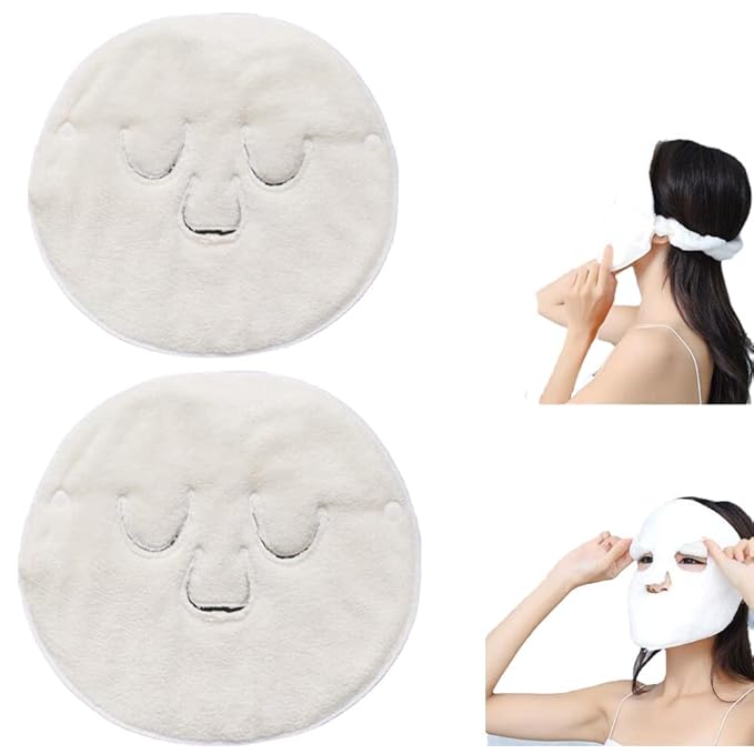 Angzhili 2 Pcs Hot Compress Face Towel Masks, Reusable Facial Steamer Towel - Image 8