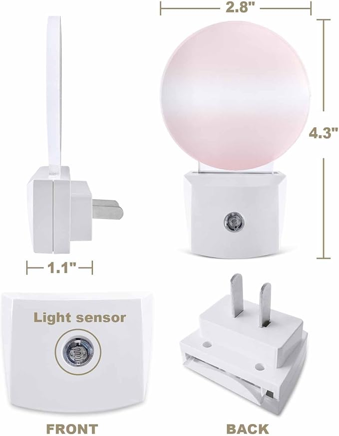Night Lights Auto Sensor Pink Ombre Night Light Solid Color Round Lamp Plug-in - Image 2