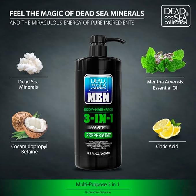 Dead Sea Collection Peppermint Men’s Body Wash – 3 in 1 Body Wash - Image 4