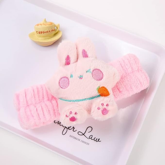 PERFECTSIGHT Kawaii Spa Headband Set, 2 Pack Cute Soft Coral Fleece Makeup and - Image 2