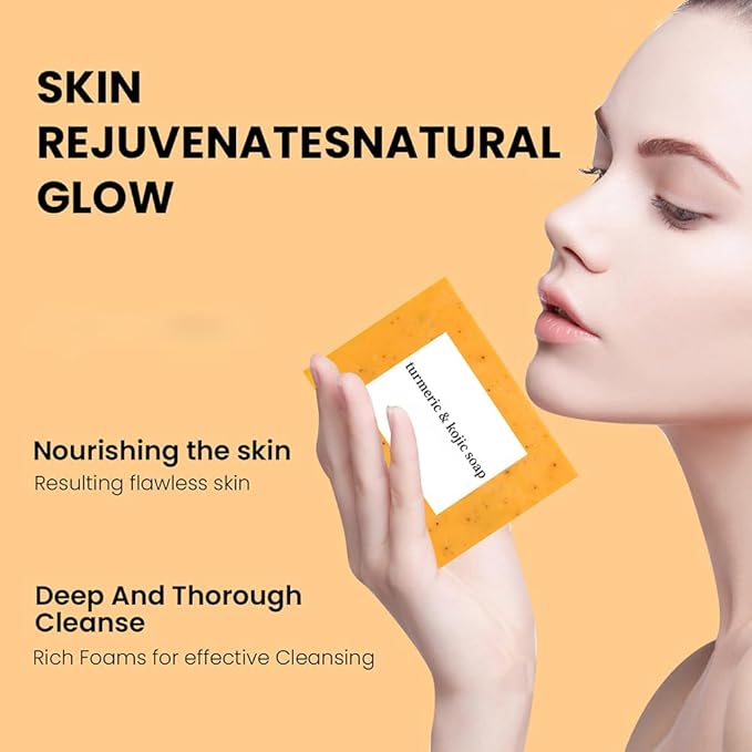 Turmeric Soap & Face Wash Set, Lemon Turmeric Kojic Soap Bar and Foaming Facial - Image 9